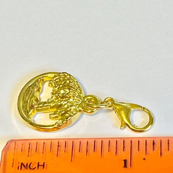 Palm Tree Charm Clip On Gold Plated Zipper Pull For Purse Backpack Bracelet - Picture 8 of 8
